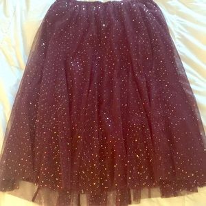 Maroon sequin long skirt from Anthropologie